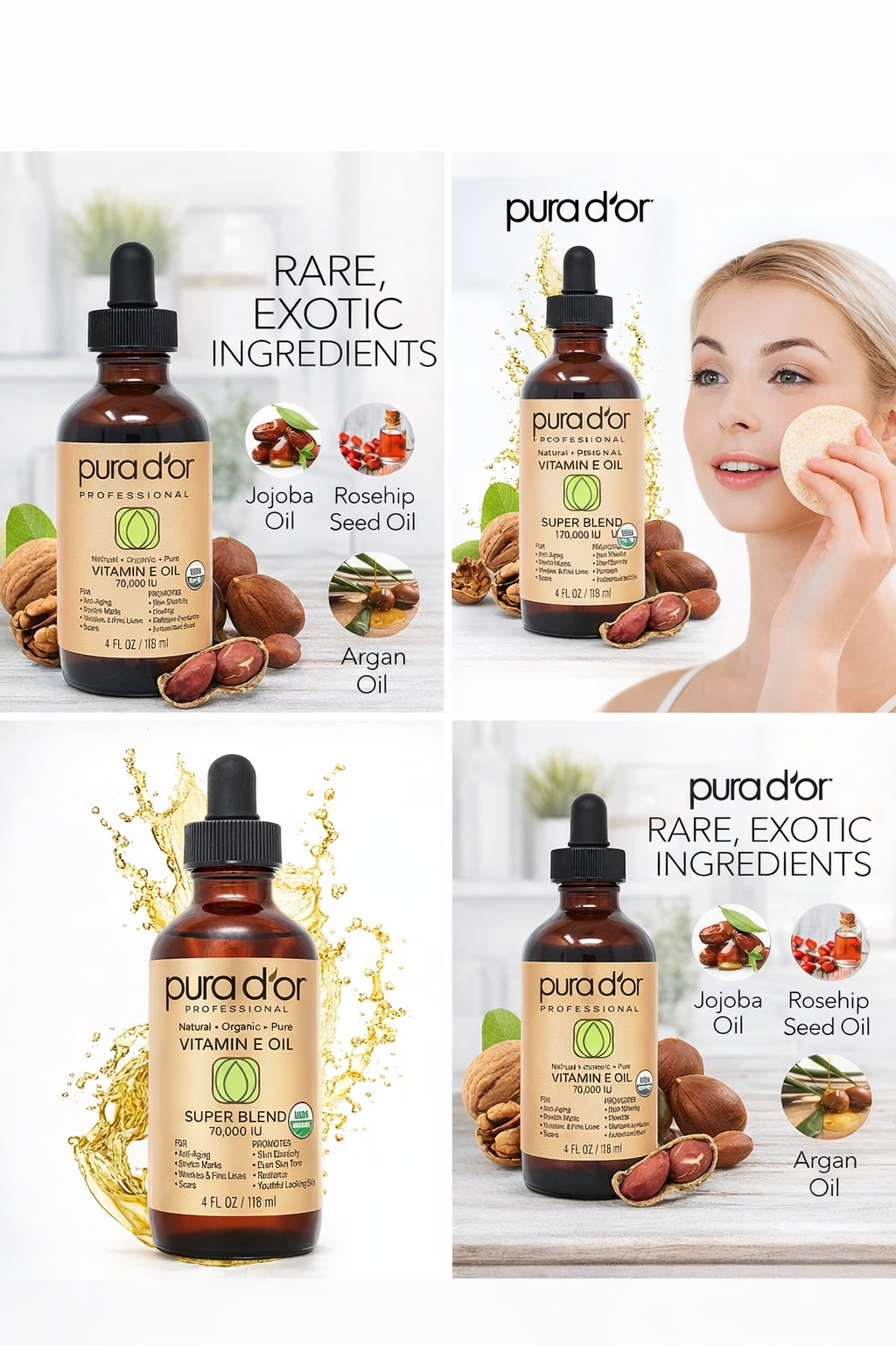 Vitamin E Oil for Hair Growth & Skin Care - Organic 4oz | PURA D'OR UAE