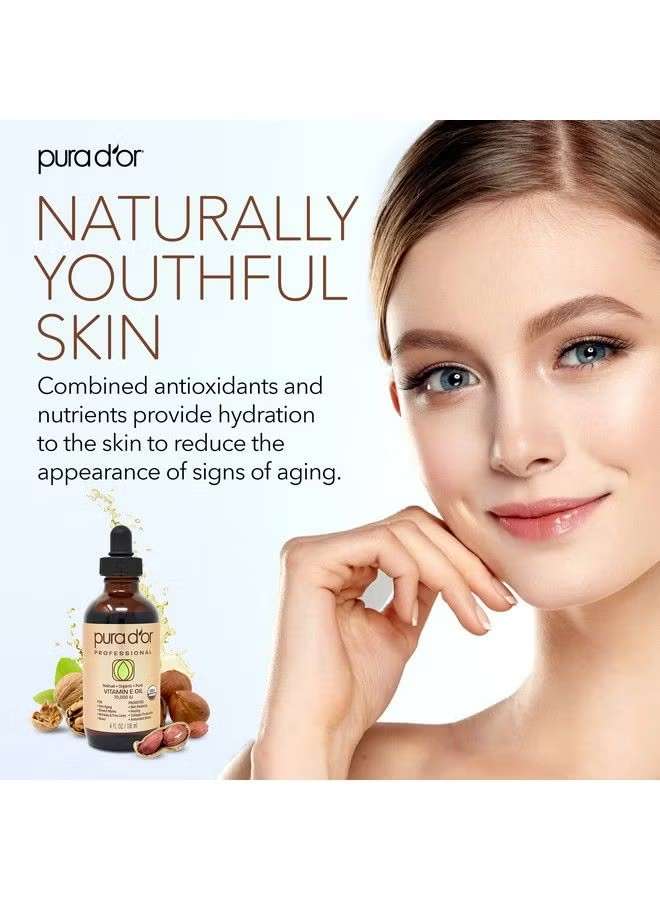 Vitamin E Oil for Hair Growth & Skin Care - Organic 4oz | PURA D'OR UAE
