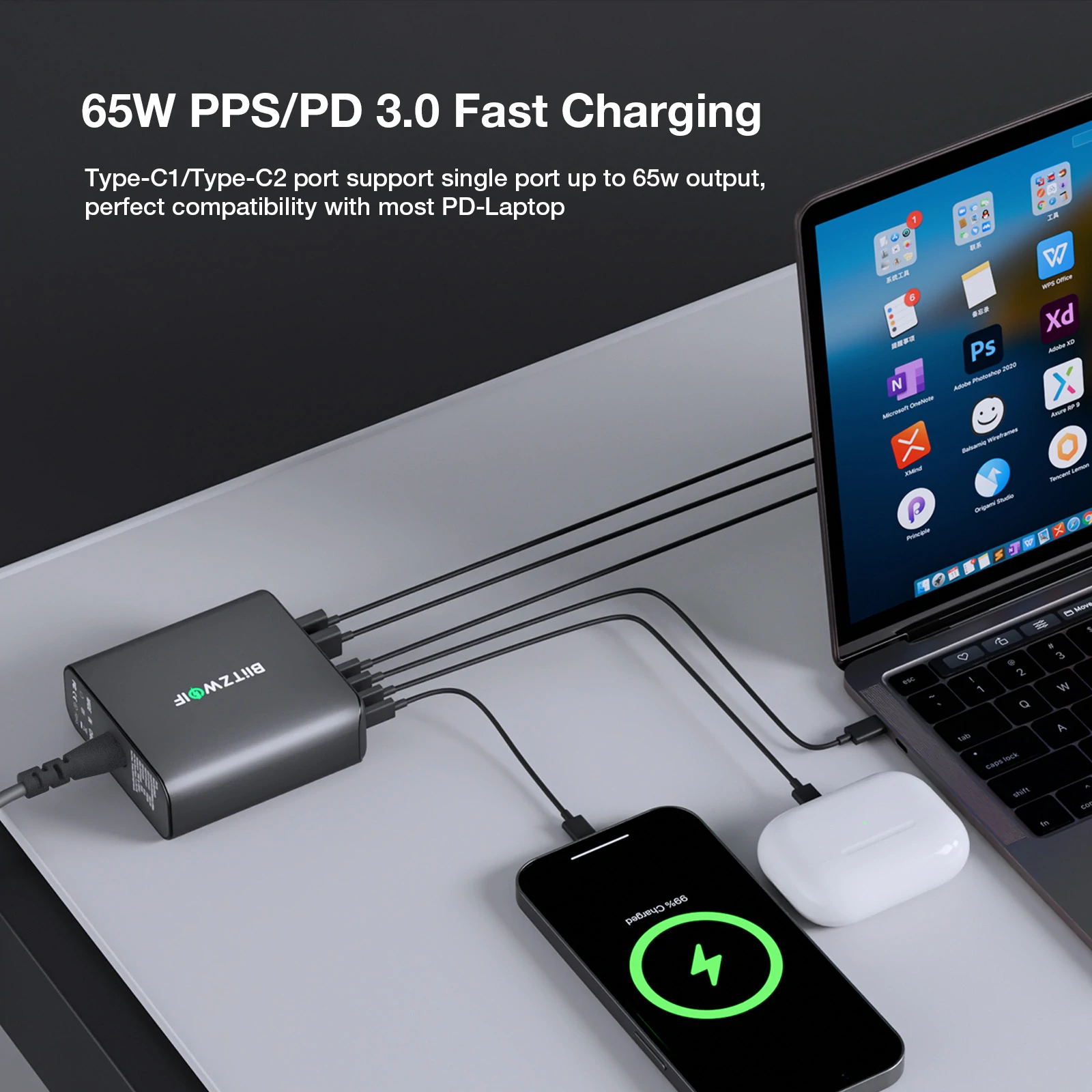 Blitzwolf® BW-S26 250W 8-Port USB Fast Charger with PD3.0 QC3.0 - EU Plug banner 4