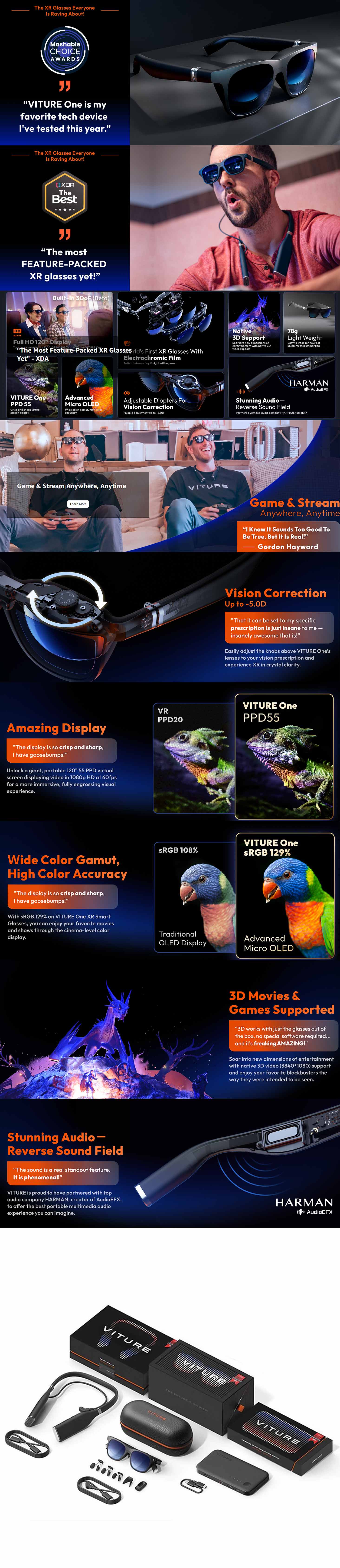 VITURE One XR Smart Glasses - 120" Full HD Display, 3D Gaming, Harman Sound, Myo banner 1