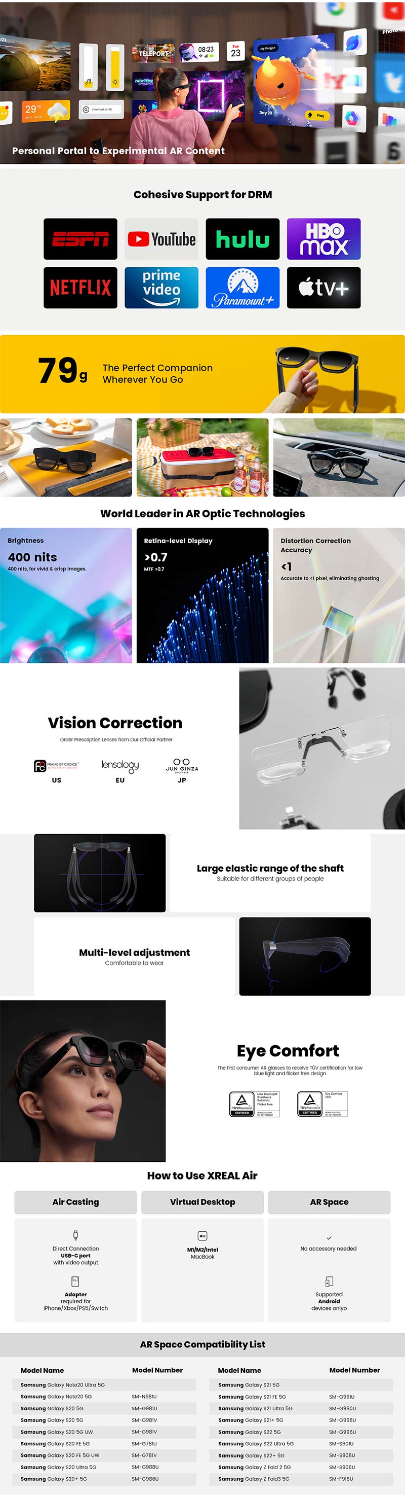 XREAL Nreal Air AR Smart Glasses with Massive 201" Micro-OLED Virtual Theater 3D banner 1