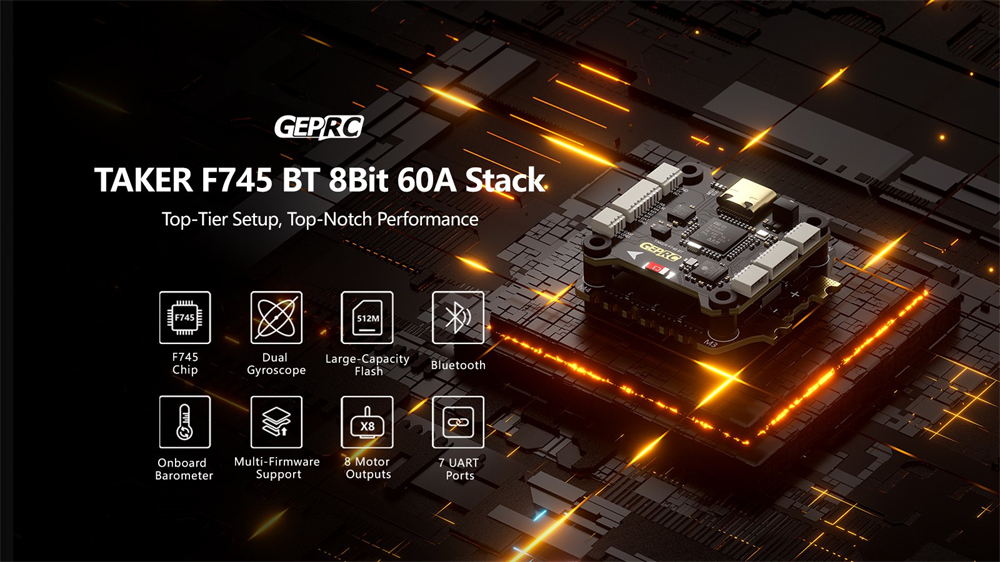 30.5×30.5mm GEPRC TAKER F745 BT Flight Controller with H60_BLS 60A 4IN1 ESC 5V 1 banner 1