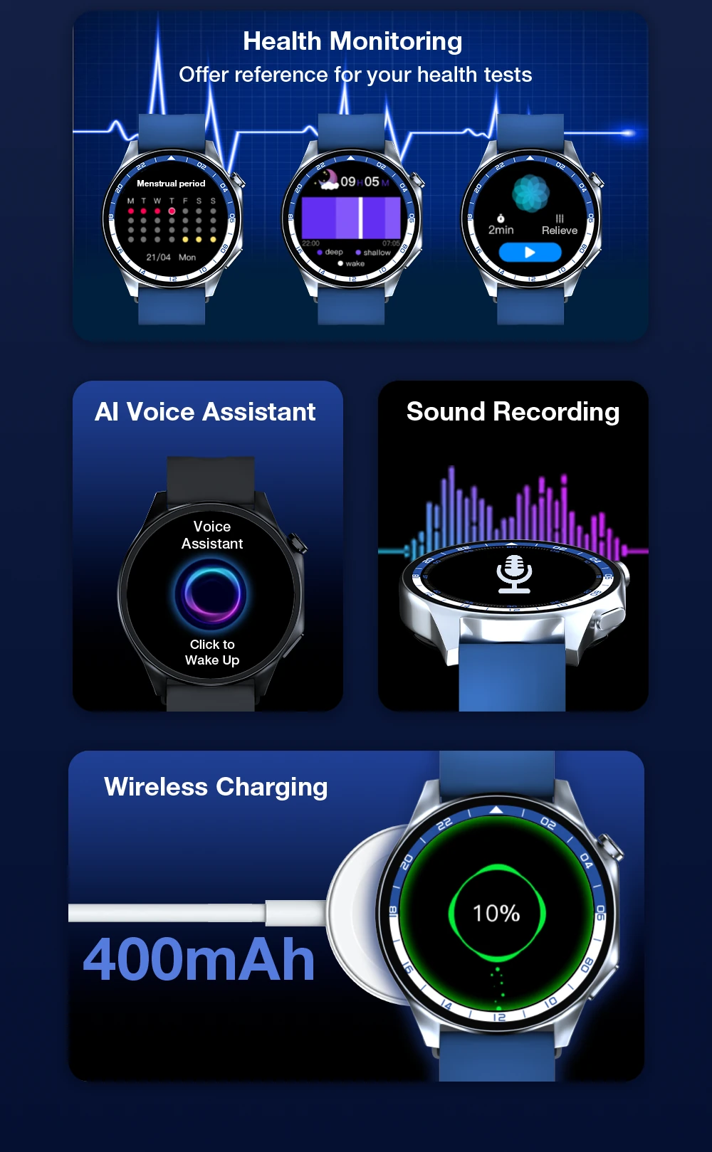 BlitzWolf® BW-AR1 1.43 inch 1Gb Memory AMOLED 466*466 pixel Local Music Health M banner 3