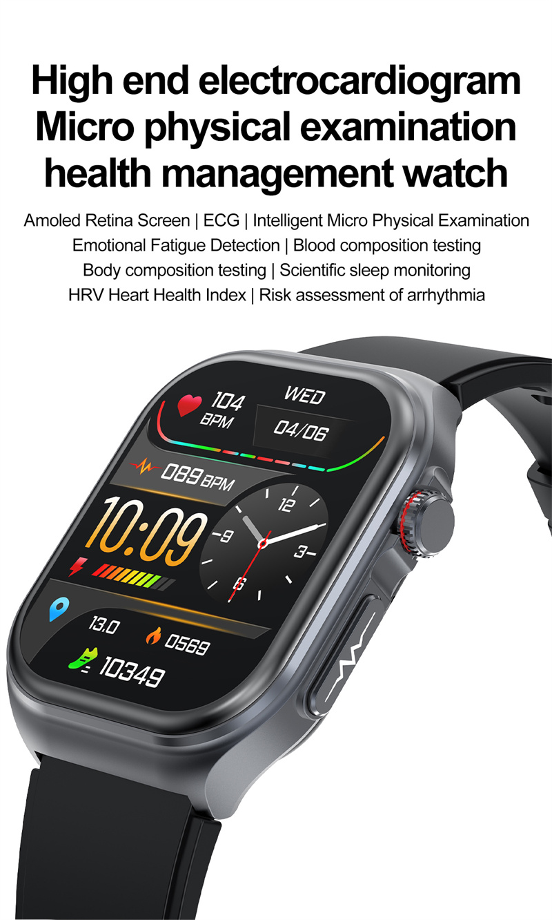 ET585 Smart Watch - 2.04" AMOLED, PPG+ECG, HRV & Health Monitoring, NFC, Music P banner 1