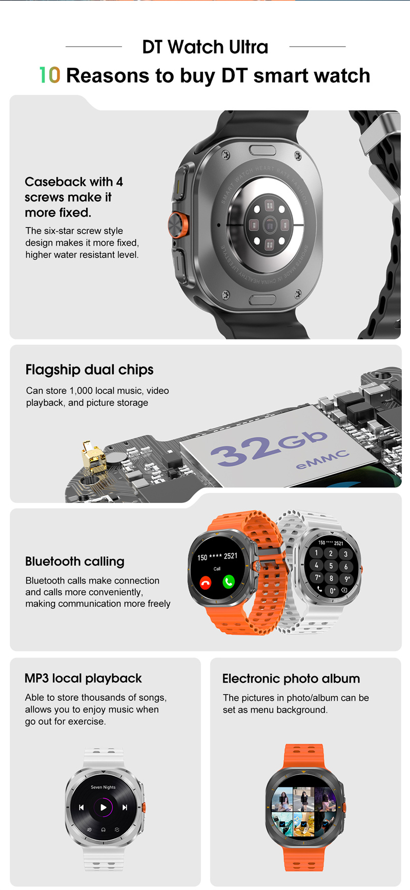 DT NO.1 DT Watch Ultra Smart Watch - 1.5" HD, 4GB Memory, Bluetooth Call, Health banner 2