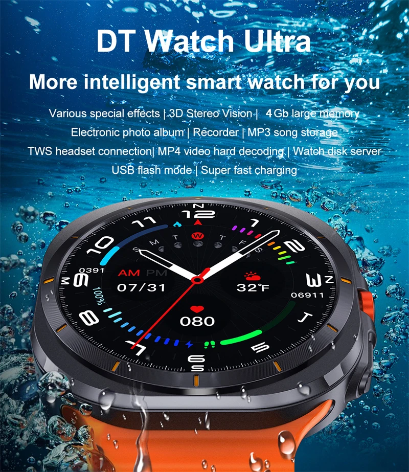 DT NO.1 DT Watch Ultra Smart Watch - 1.5" HD, 4GB Memory, Bluetooth Call, Health banner 1