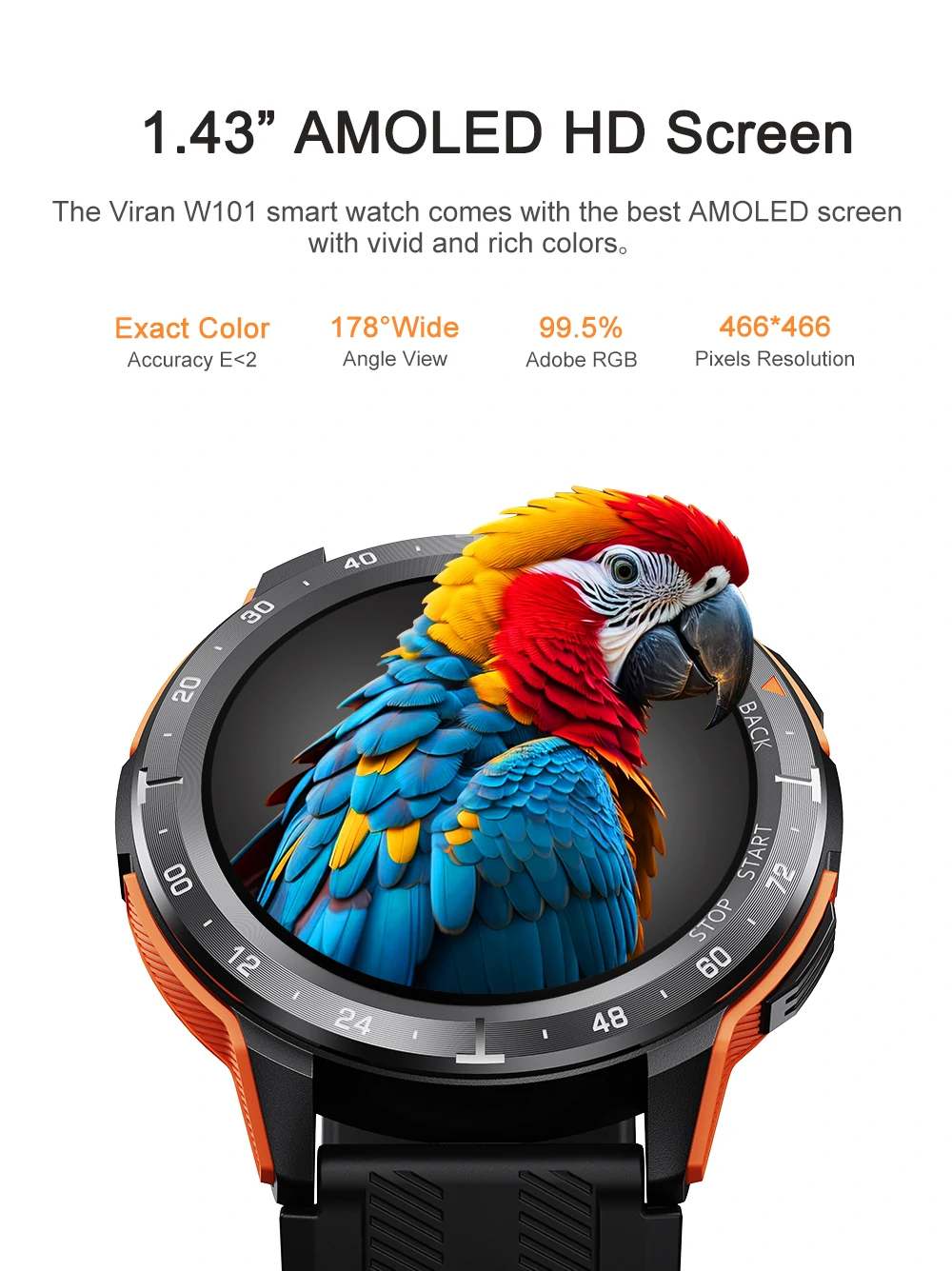 FOSSiBOT VIRAN W101 Smart Watch - 1.43" AMOLED, GPS, Blood Pressure & Heart Rate banner 1