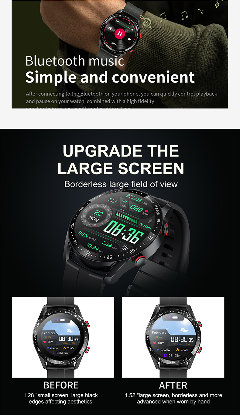 HW20 Smart Watch - 1.52" HD, ECG+PPG, Bluetooth Call, Health Monitoring, IP67, B banner 2