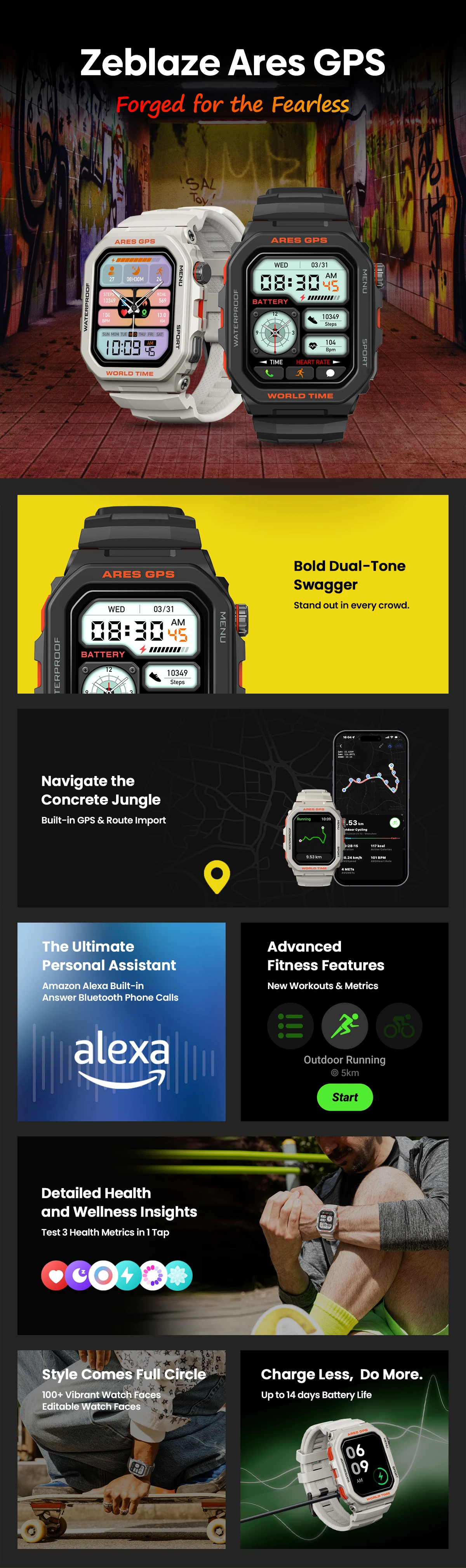 [World Premiere]Zeblaze Ares GPS Rugged 1.75 inch HD 3 ATM Detailed Health and W banner 1