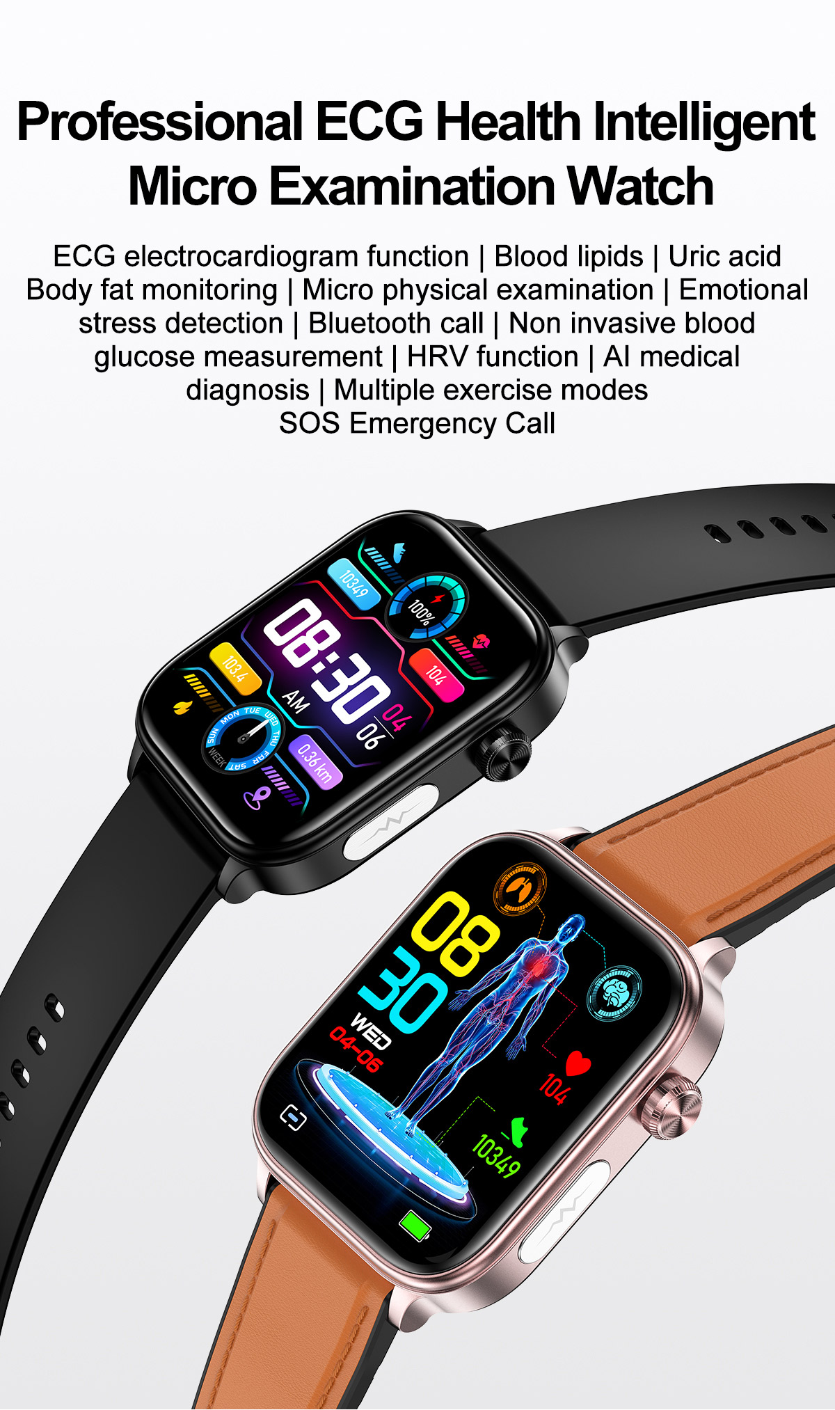 ET570 Smart Watch - 1.96" HD Screen, Bluetooth Call, ECG, Health Monitoring, IP6 banner 1