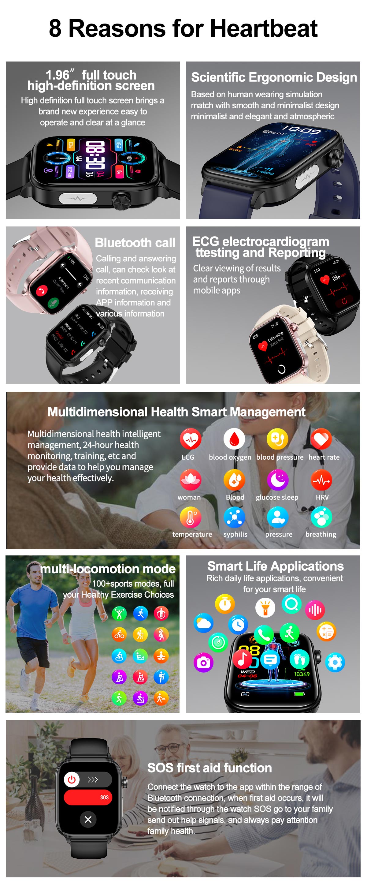 ET570 Smart Watch - 1.96" HD Screen, Bluetooth Call, ECG, Health Monitoring, IP6 banner 2