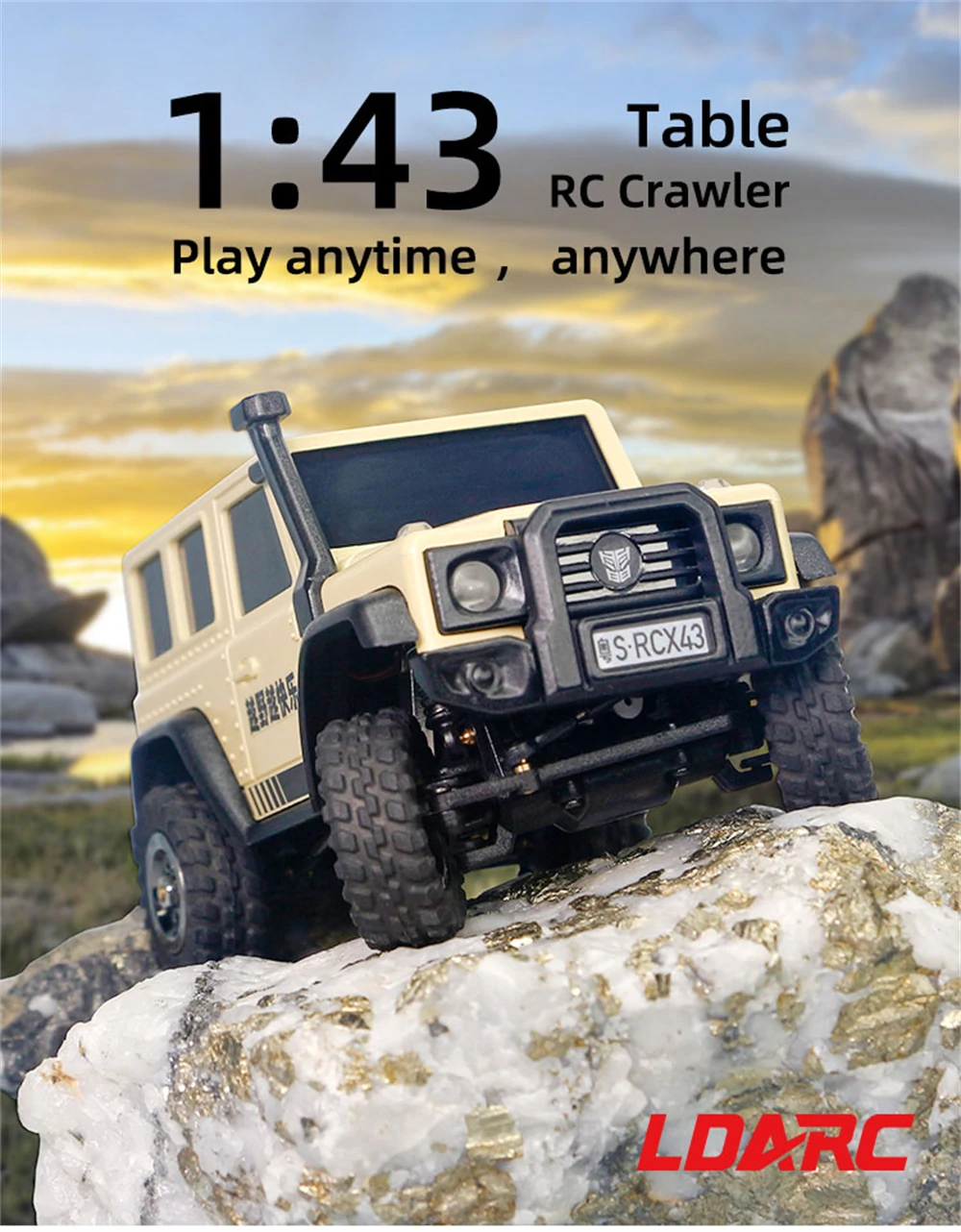 LDARC X43 1/43 2.4G 4WD RC Car Rock Crawler Mini Climbing LED Light Off-Road Veh banner 1