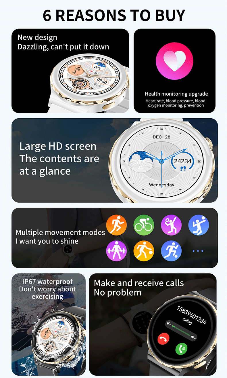 HW52 Smart Watch - 1.28" HD Screen, Bluetooth Call, ECG+PPG, Non-Invasive Glucos banner 2