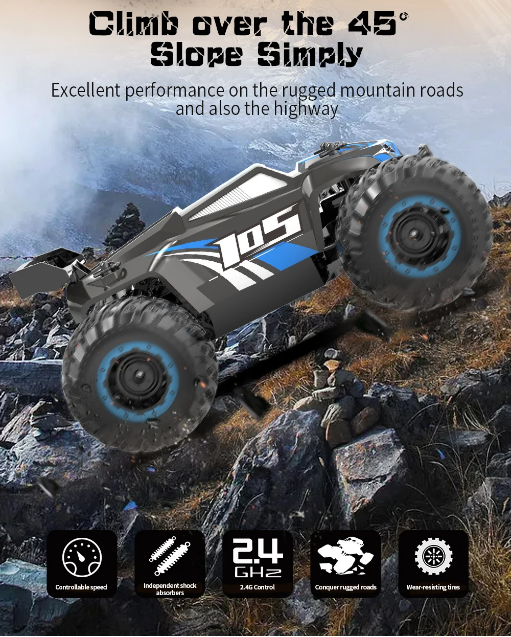JJRC Q105 2.4G 1/18 2WD RC Car Crawler Vehicle Models Toys banner 1