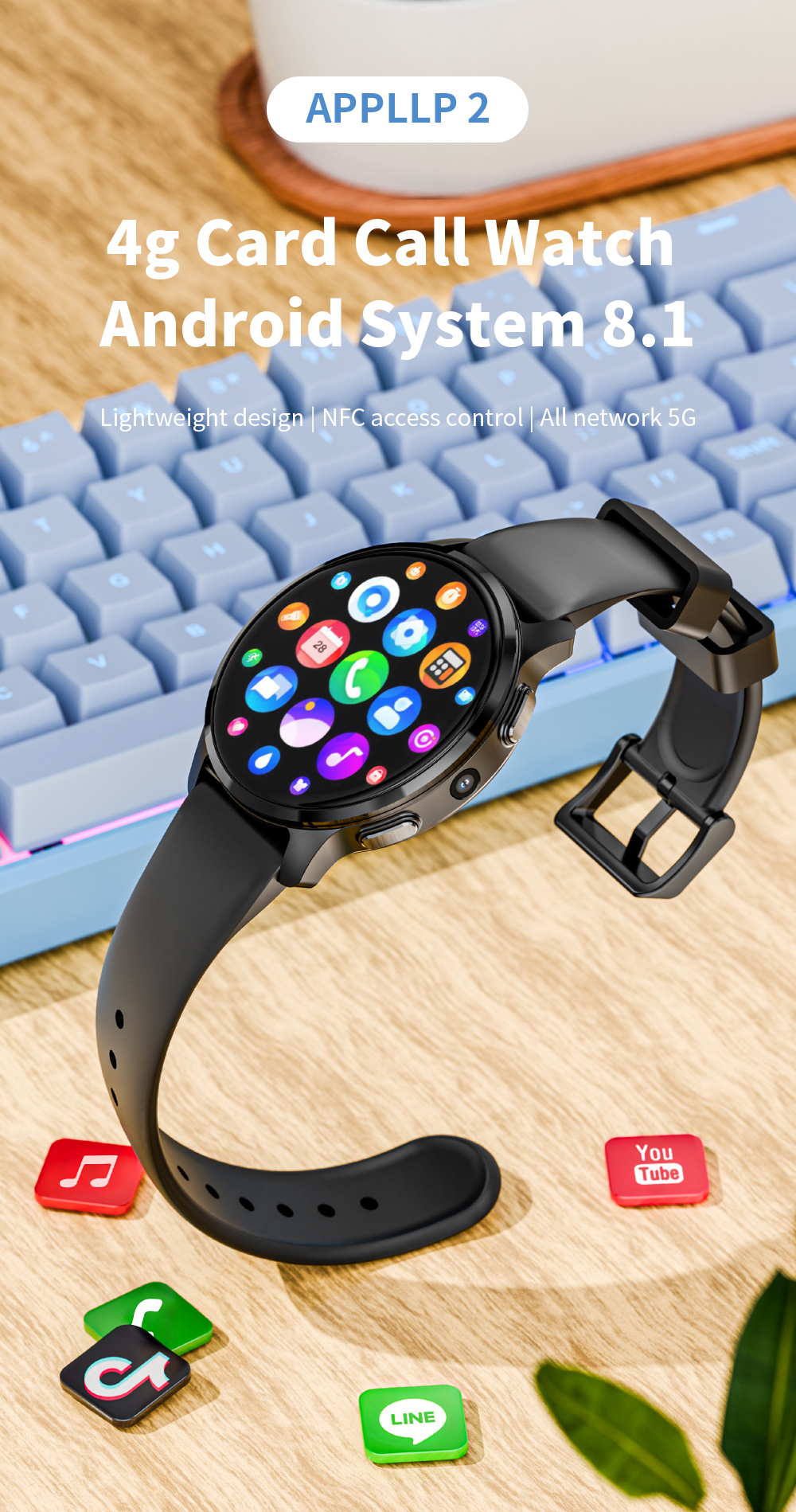 LOKMAT APPLLP 2 Smart Watch - 1.508" AMOLED, 4G/5G, GPS, 5MP Camera, 750mAh Batt banner 1