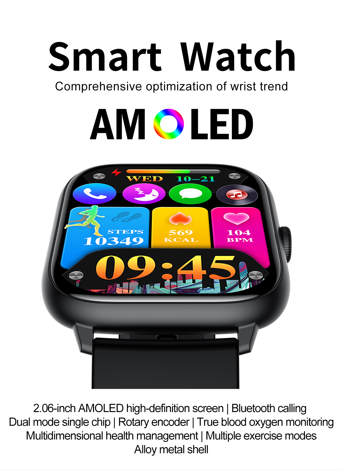 T22 Smart Watch - 2.06" AMOLED Display, Bluetooth Call, Health Monitoring, IP68 banner 1