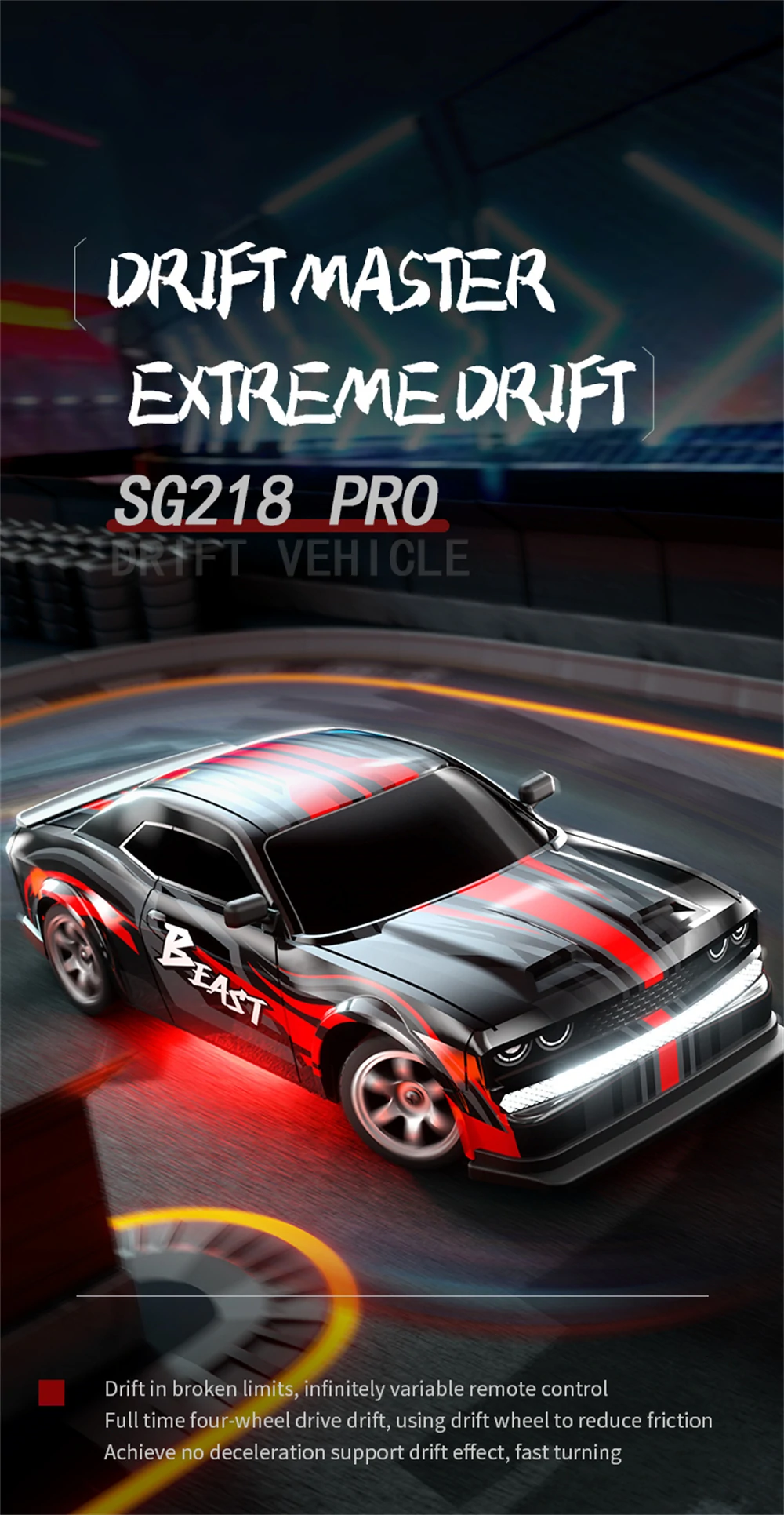 ZLL SG218 PRO 1/16 2.4G 4WD RC Car Drift On-Road High Speed Racing LED Light Sem banner 1
