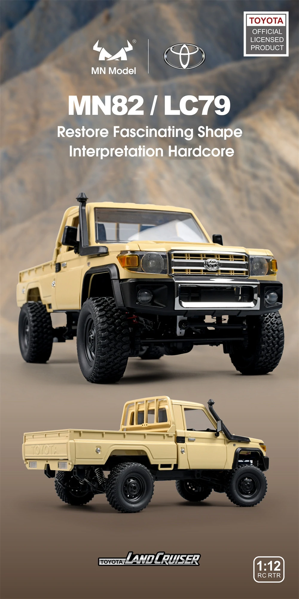 MNRC MN82 RTR 1/12 2.4G 4WD RC Car for TOYOTA Land Cruiser LC79 Rock Crawler LED banner 2