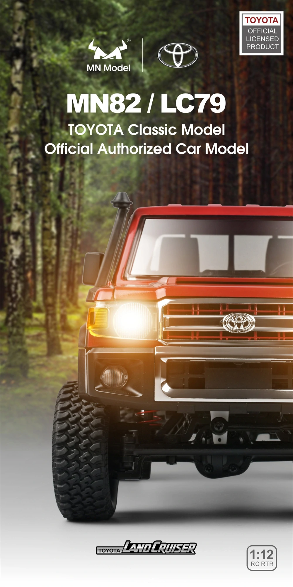 MNRC MN82 RTR 1/12 2.4G 4WD RC Car for TOYOTA Land Cruiser LC79 Rock Crawler LED banner 1