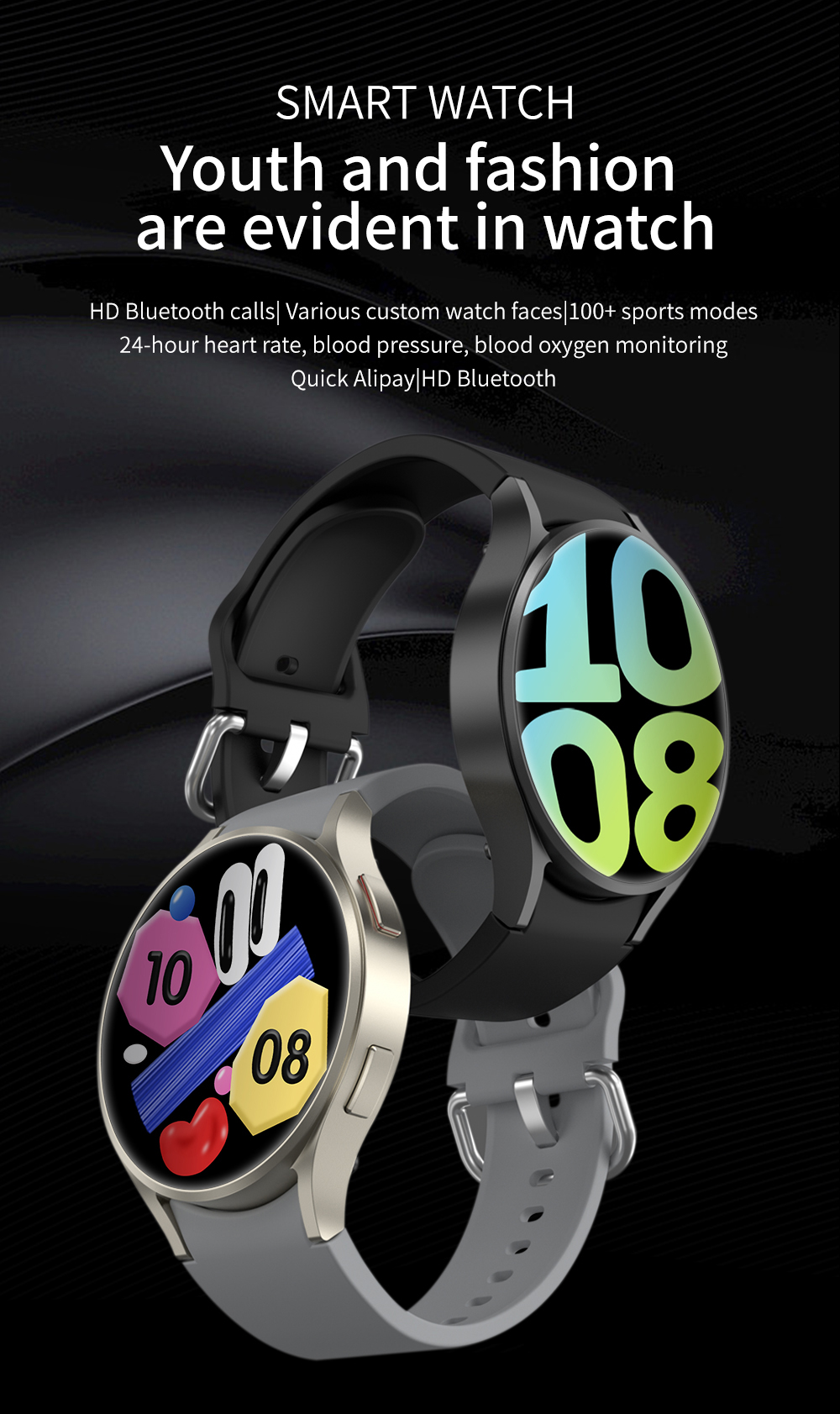 M10 Smart Watch - 1.4" HD Screen, Bluetooth Call, Health Monitoring, GPS, IP68 W banner 1