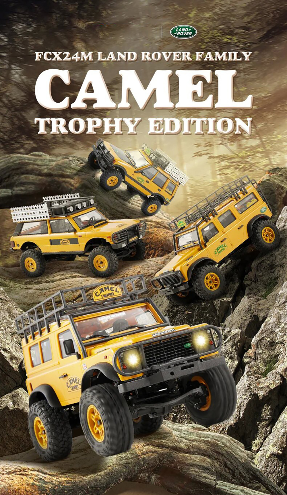 FMS FCX24M RTR 1/24 2.4G 4WD RC Car for Land Rover Camel Trophy Edition Rock Cra banner 1