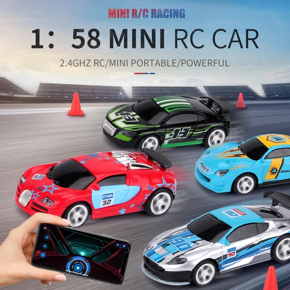 1/58 2.4G 4CH Electric Mini RC Car App Controlled Radio Remote Control Mini Raci banner 1