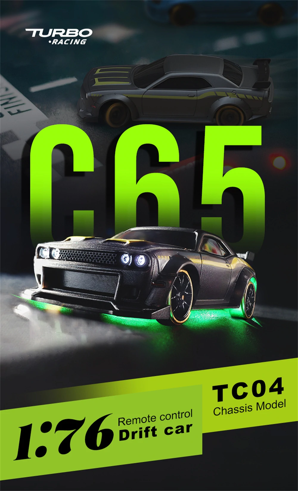 Turbo Racing C65 RTR 1/76 2.4G RWD Mini Drift RC Car Built In Gyro Chip Program banner 1