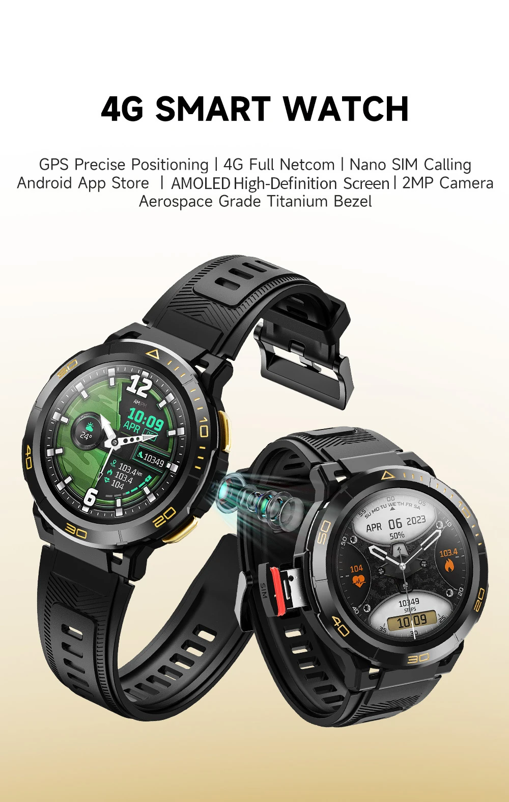 LEMFO Z1 4G GPS Precise Positioning AMOLED 466*466pixels 2MP Camera Aerospace Gr banner 1