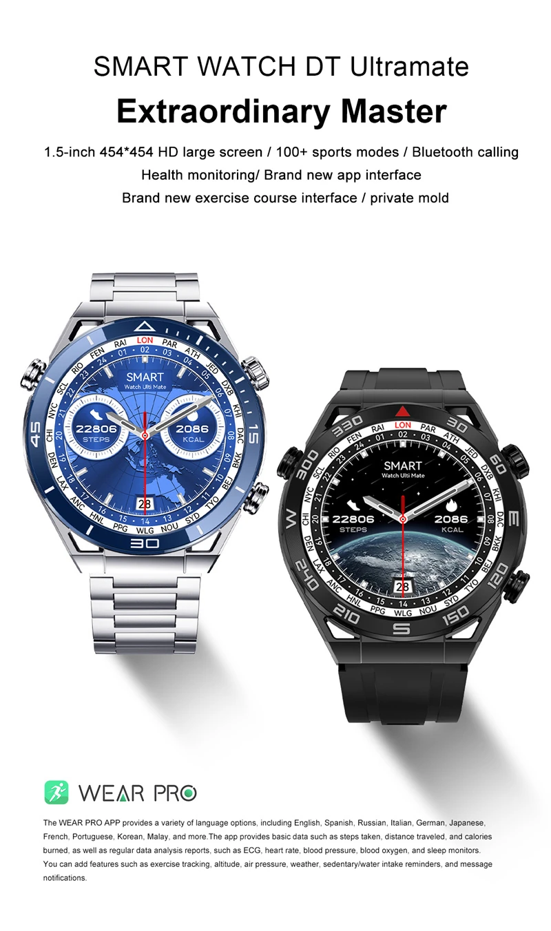 DT Ultra Mate Smart Watch - 1.5" HD Screen, Bluetooth Call, PPG+ECG, GPS, NFC, I banner 1