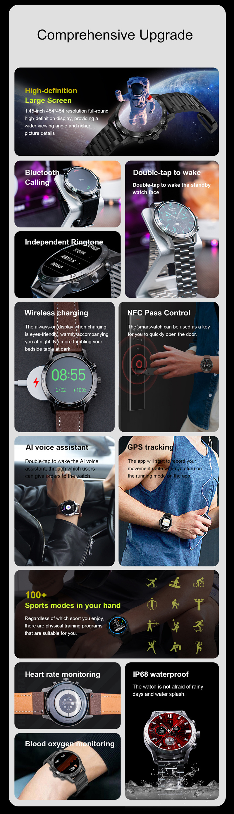 DT70+ Smart Watch - 1.45" HD Screen, NFC, AI Voice Assistant, GPS, ECG, IP68 Wat banner 2