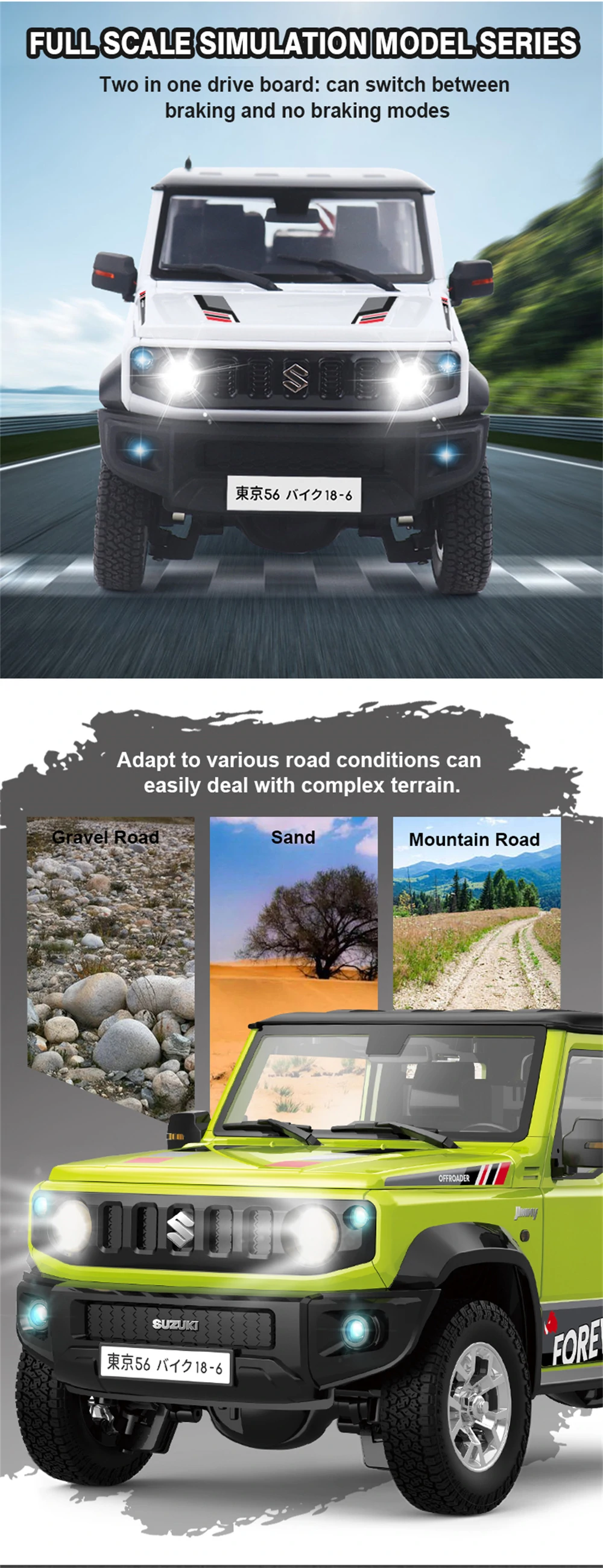 HG HG4-53 TRASPED 1/16 2.4G 3WD RC Car for SUZUKI JIMNY Rock Crawler LED Light S banner 2
