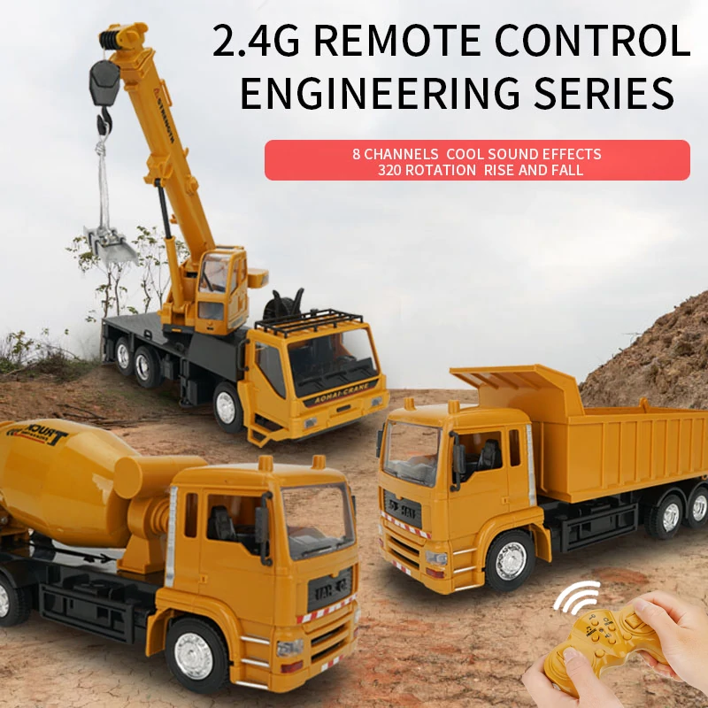 3824 1/24 10CH RC Car Truck Dump Remote Control Construction Children's Engineer banner 1