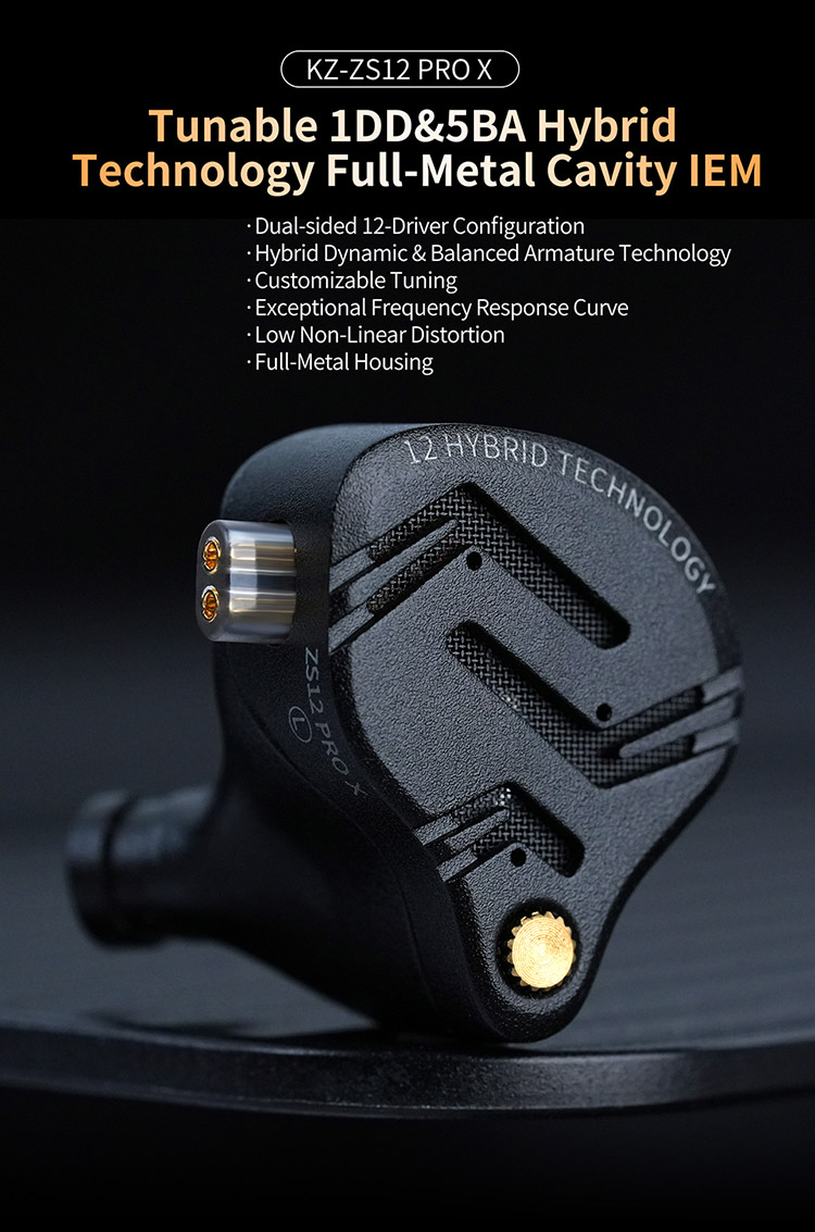 KZ-ZS12 PRO X Earbuds - 5BA+1DD, 12 Drivers, HiFi Bass, In-Ear Monitor, 3.5mm Wi banner 2