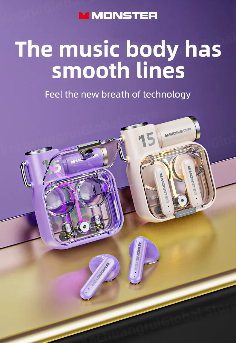 MONSTER XKT15 TWS Wireless Earbuds bluetooth Earphone Bass HiFi HD Calls Semi-in banner 2