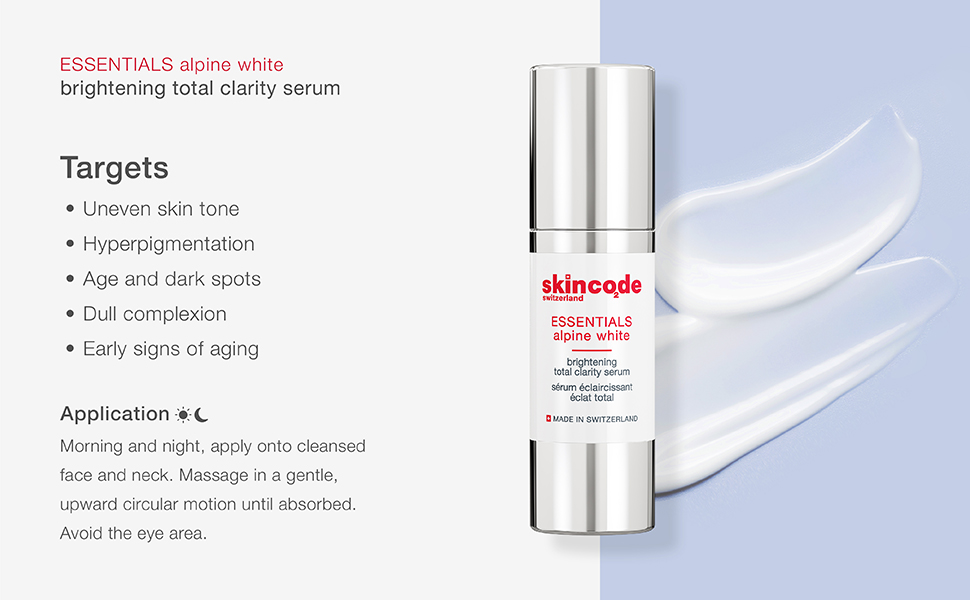 Skincode Essentials Alpine White Brightening Total Clarity Serum 30ml banner 1
