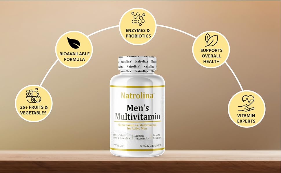Natrolina Multivitamin for Men 150 Tablets | Support Immune System, Muscle, Bone banner 3