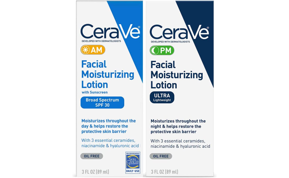 CeraVe Facial Moisturizing Lotion 3 Fl Oz (Pack of 2) AM/PM Bundle (Packaging ma banner 2