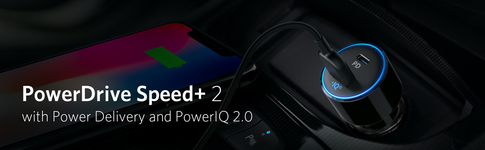 Anker Auto Ladegerät PowerDrive Speed+ 2, USB C Kfz Ladegerät 2 Port 49W mit Pow banner 2