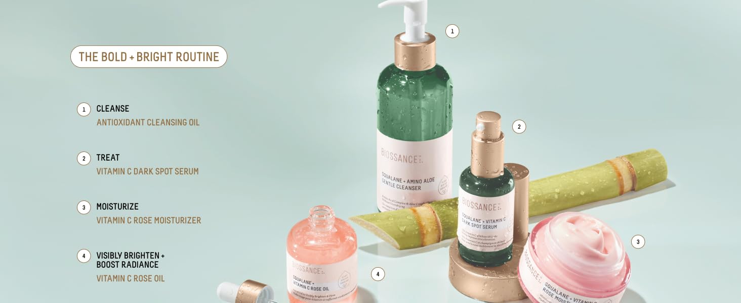 BIOSSANCE Squalane and Vitamin C Rose Oil. Facial Oil to Visibly Brighten, Hydra banner 5