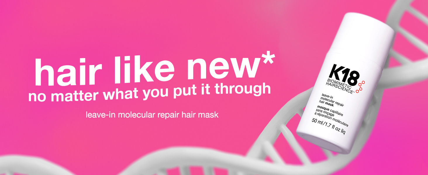 K18 Leave-In Molecular Hair Mask, Repairs Dry or Damaged Hair, Reverse Hair Dama banner 1