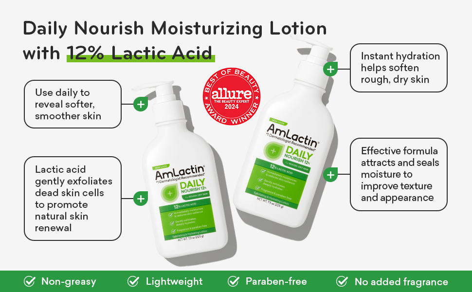 AmLactin Daily Nourish 12% - 14.1 oz Body Lotion with 12% Lactic Acid - Exfoliat banner 2