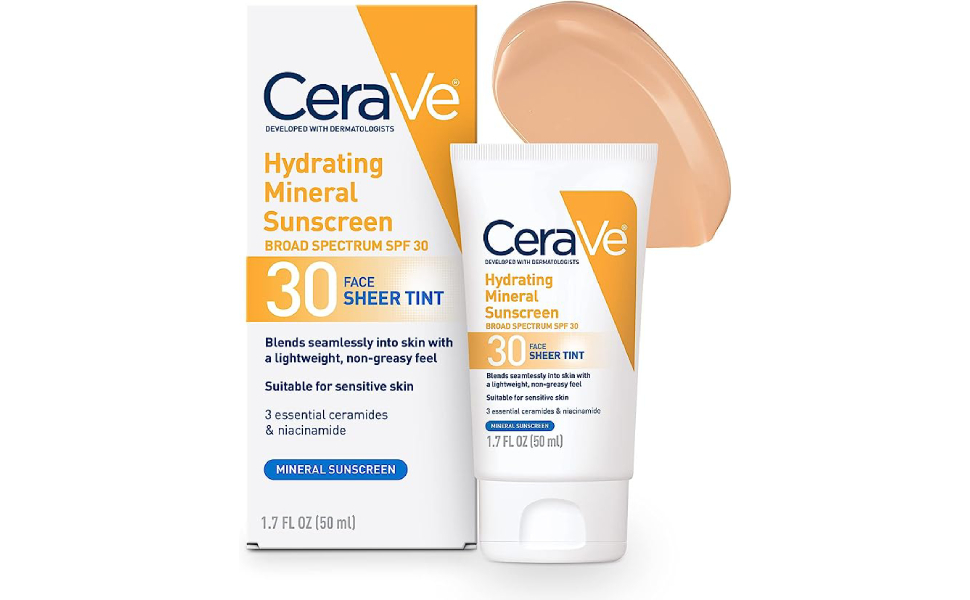 CeraVe Tinted Sunscreen with SPF 30 | Hydrating Mineral Sunscreen With Zinc Oxid banner 2
