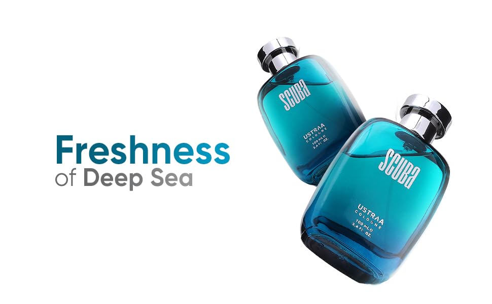 Ustraa Scuba Cologne - 100ml - Perfume for Men | With lively, spicy and deep aqu banner 1