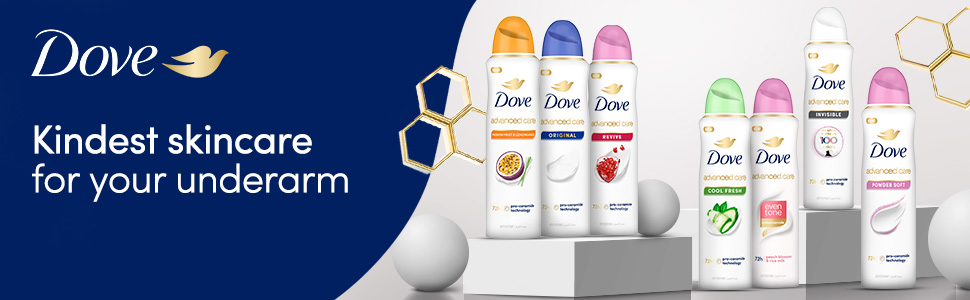 Dove Advanced Care, Antiperspirant Deodorant Spray, Invisible, No White Marks on banner 1