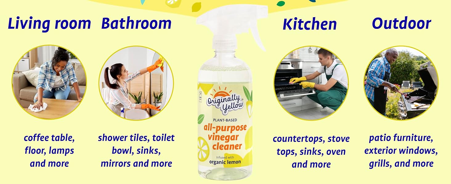 Originally Yellow All-Purpose Distilled Vinegar Spray Living Room, Bathroom, & K banner 3
