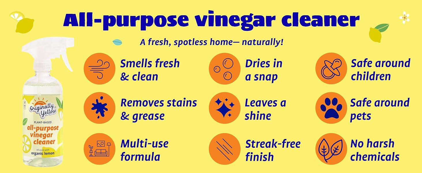 Originally Yellow All-Purpose Distilled Vinegar Spray Living Room, Bathroom, & K banner 1