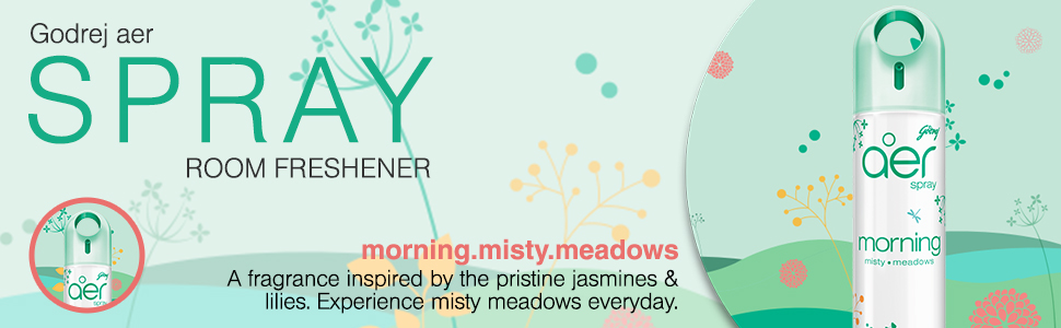 Godrej Aer Spray Home & Office Air Freshener – Morning Misty Meadows, 300ml banner 1