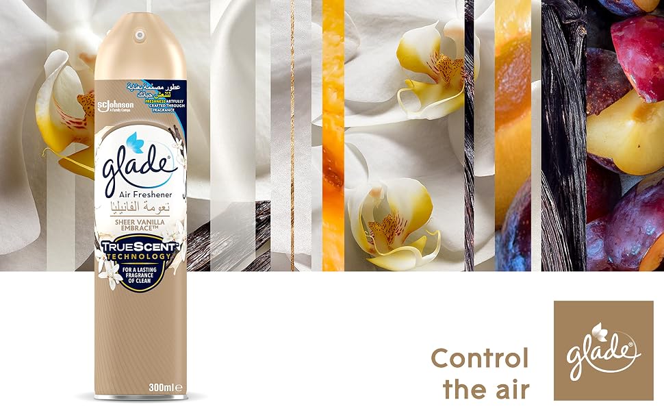 Glade Aerosol Sheer Vanilla Embrace Air Freshener, Refresh Every Room In Your Ho banner 1
