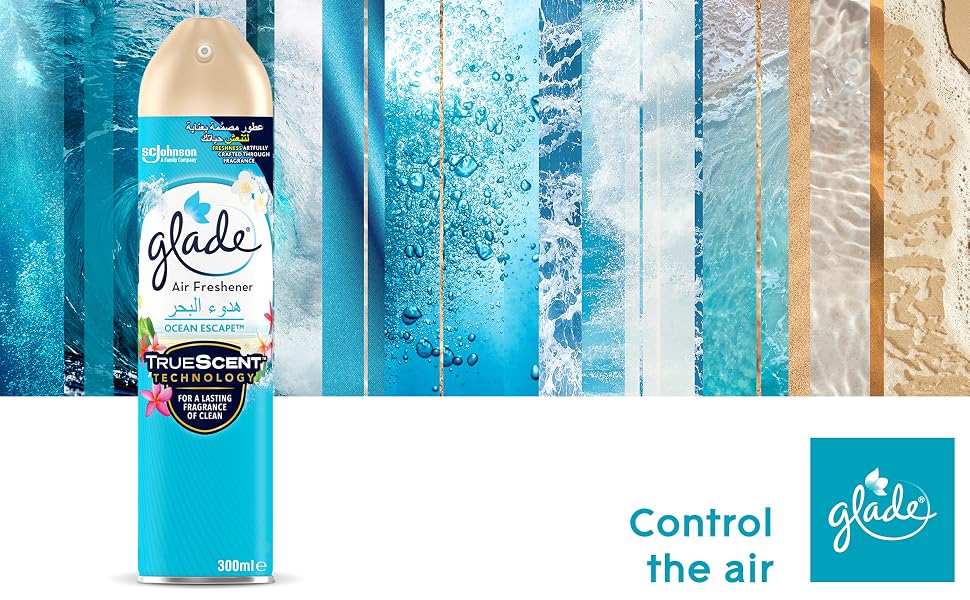 Glade Aerosol Ocean Escape Air Freshener, Refresh Every Room In Your Home, 300ml banner 1