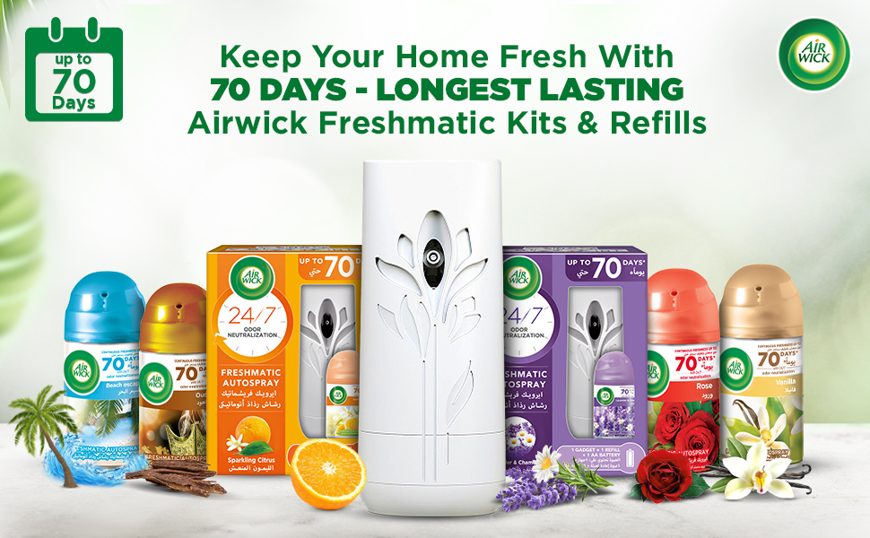 Air wick Air Freshener Freshmatic Auto Spray Lavender & Chamomile Gadget and 1 R banner 1